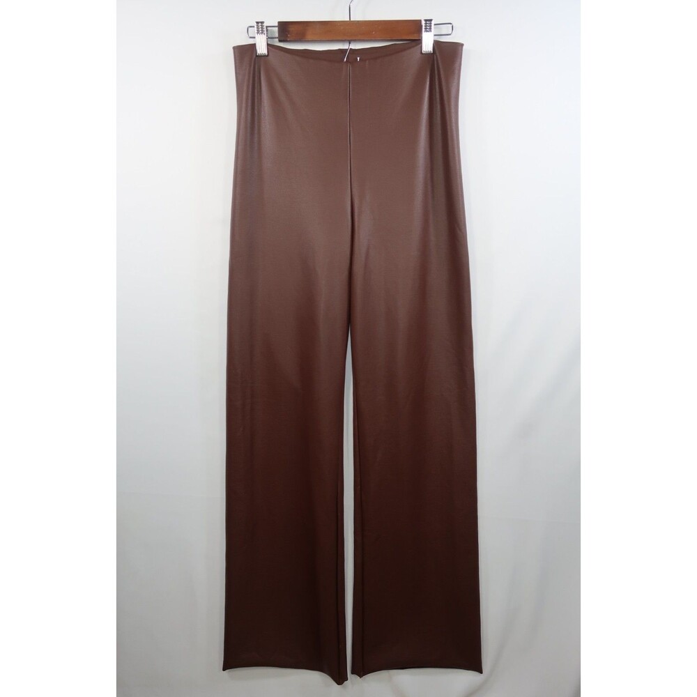 New Skims Brown Faux Leather Wide Leg Leather Pants Size XL Pull On *Imperfect - Picture 2 of 15